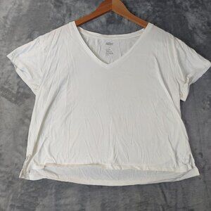 Girlfriend Collective Women M White V-Neck Tee Organic Cotton Blend Eco-friendly